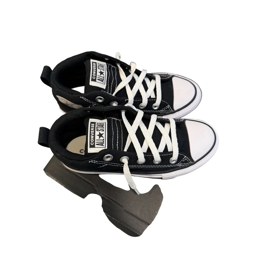 Converse All Star Chuck‎ Taylor Street Mid Black White Youth Sneakers Shoes SZ 2